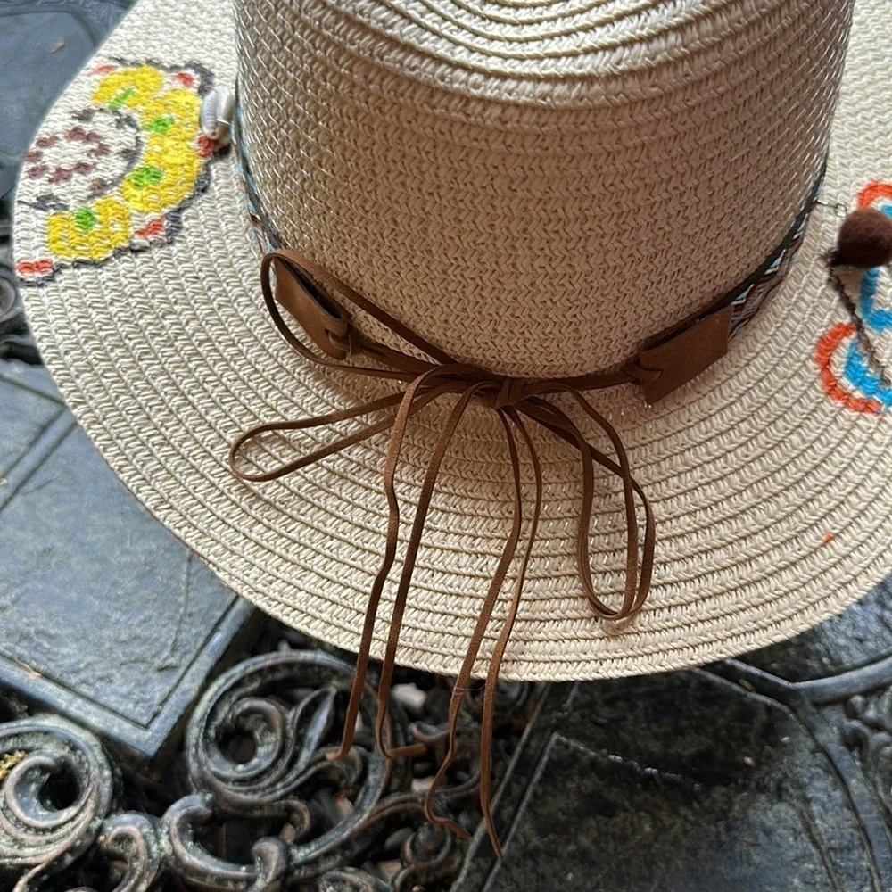 Hand painted summer hat with hat band